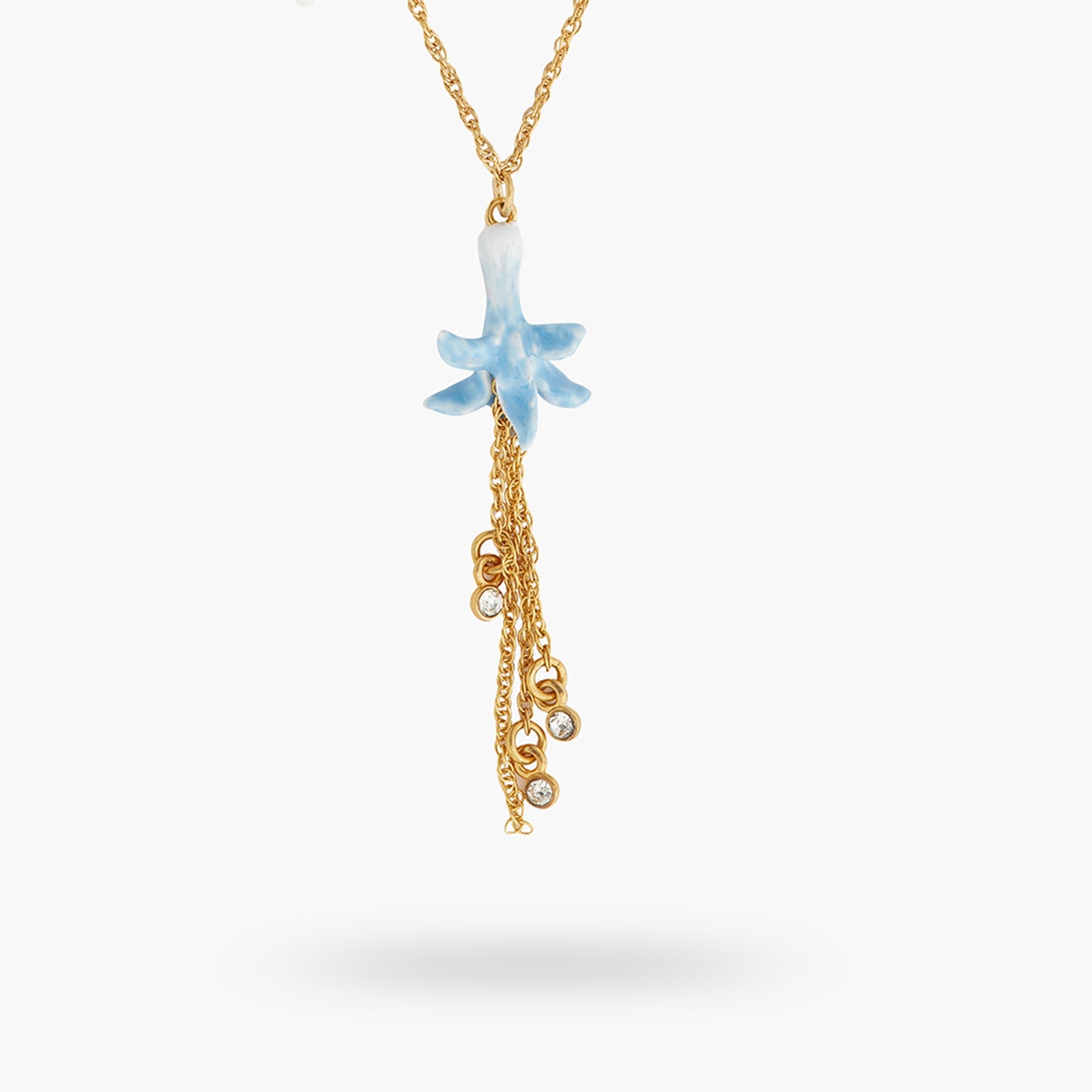 White, Gold And Blue Flower Pendant Necklace | ASTM3071 - Les Nereides