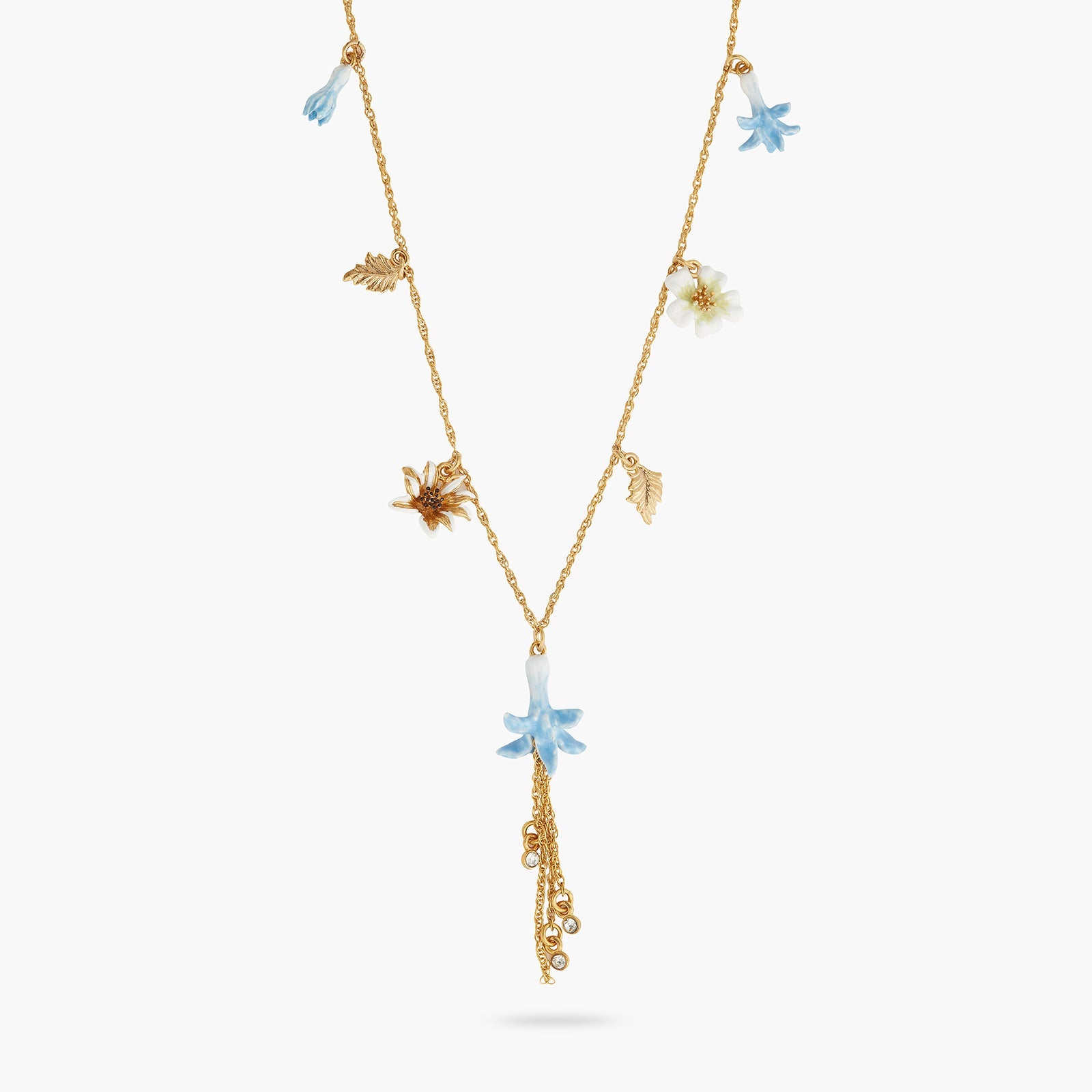 White, Gold And Blue Flower Pendant Necklace | ASTM3071 - Les Nereides