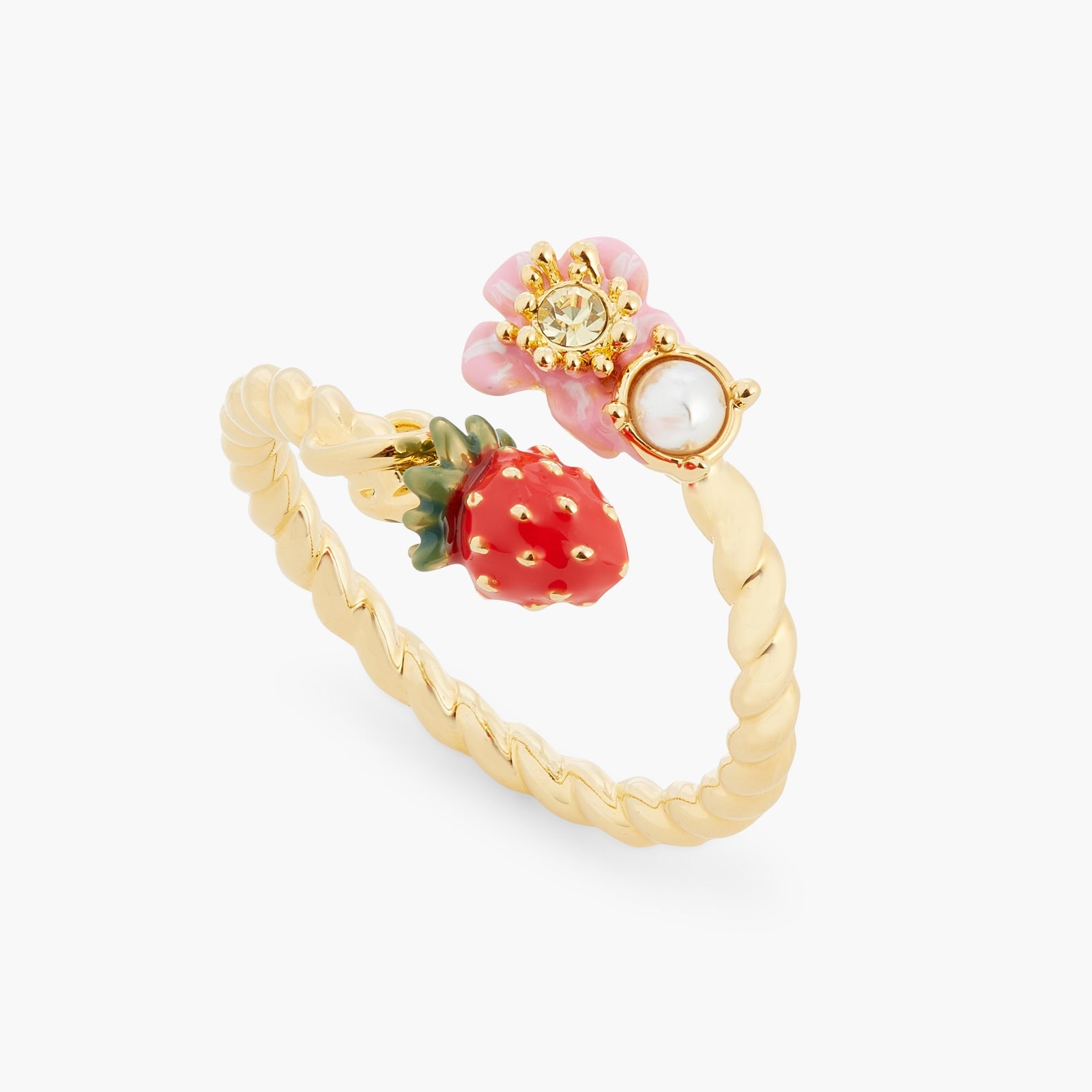 Wild Strawberry And Pink Flower Adjustable Ring | ATBG6021 - Les Nereides
