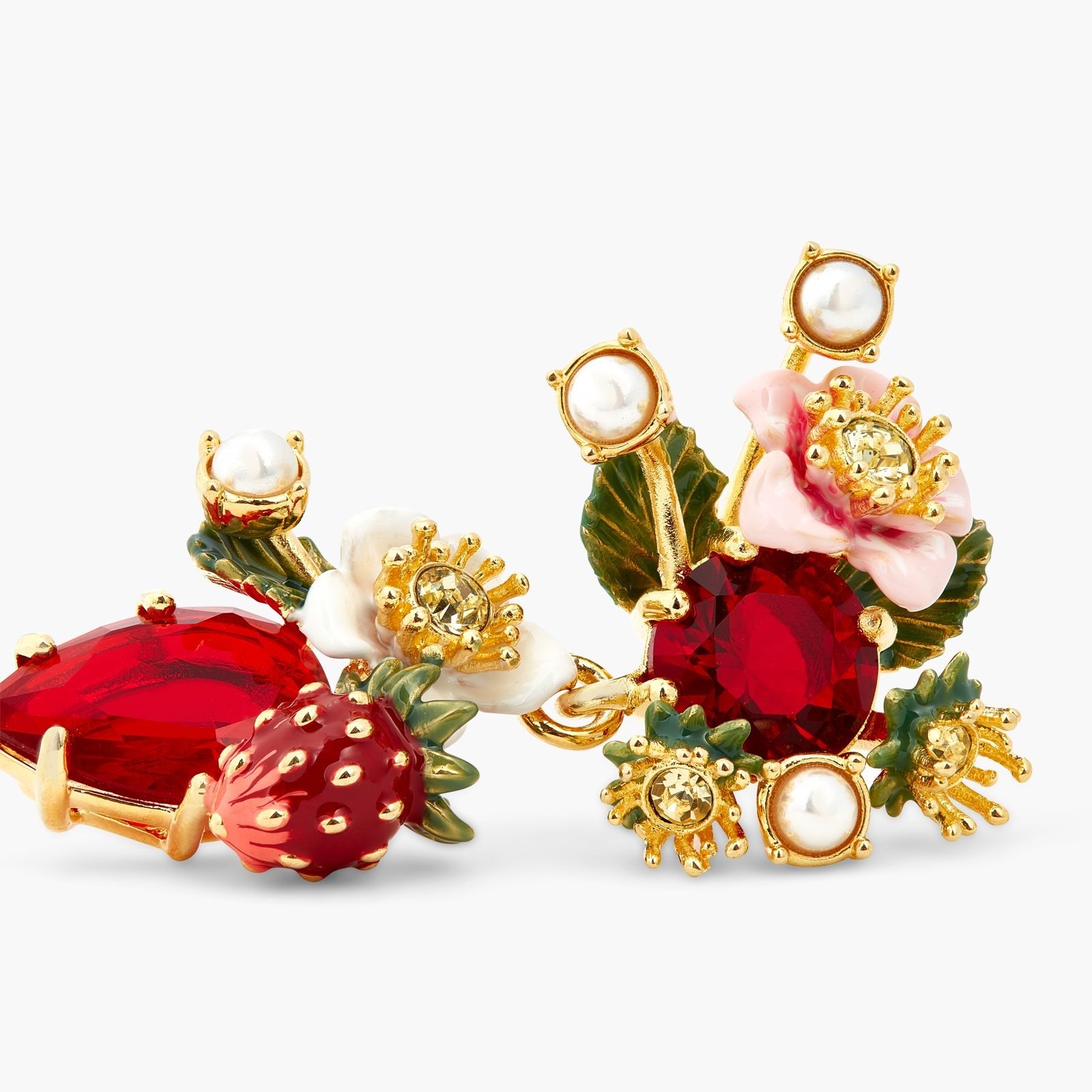 Wild Strawberry And Strawberry Flower Earrings | ATBG1011 - Les Nereides