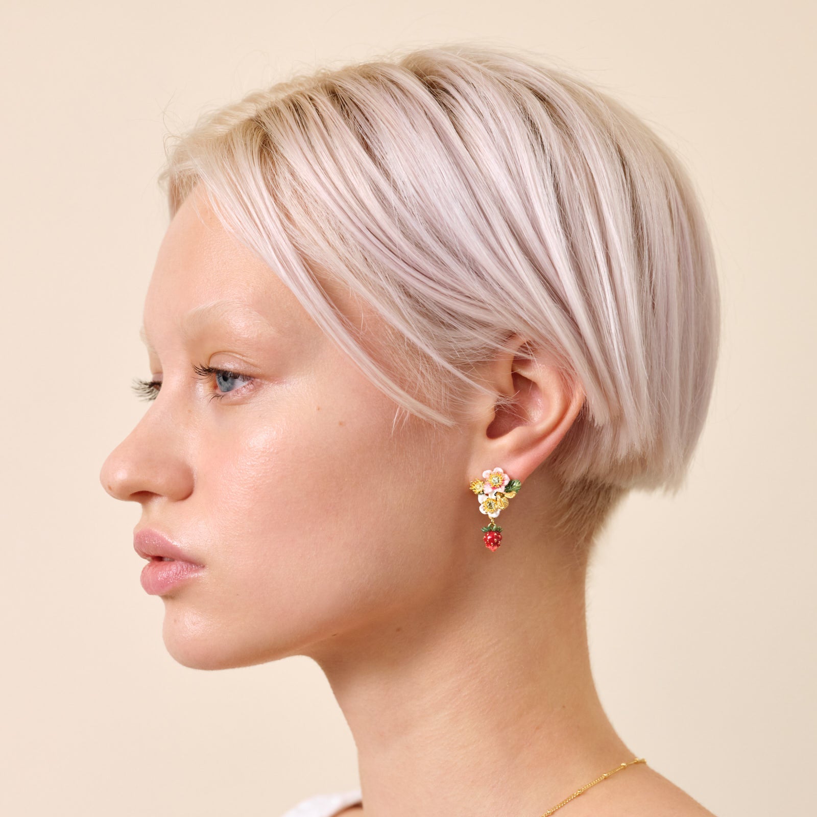 Wild Strawberry And Strawberry Flower Earrings | ATBG1021 - Les Nereides