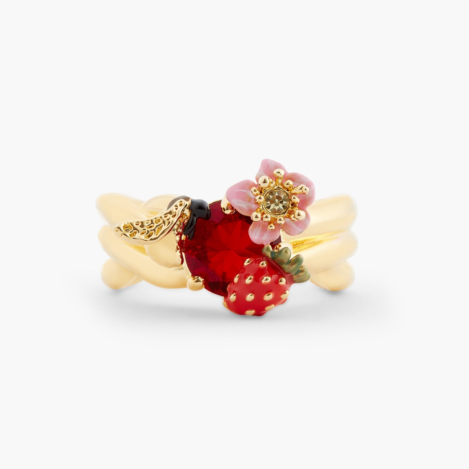 Wild Strawberry, Bumblebee And Round Stone Cocktail Ring | ATBG6011 - Les Nereides