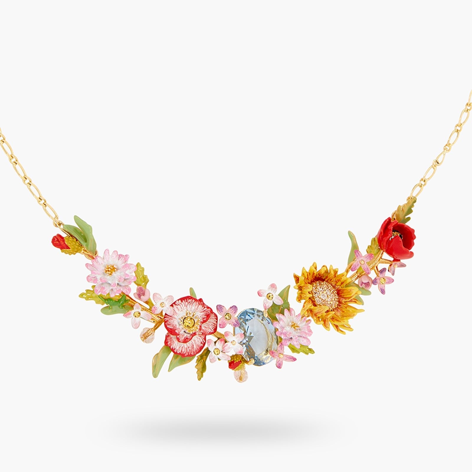 Wildflower And Blue Stone Statement Necklace | ATPO3011 - Les Nereides