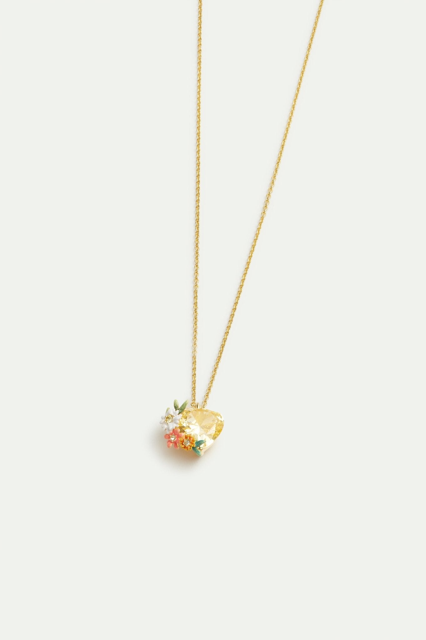 Yellow heart, zinnias an daisies pendant necklace | AVJC3051 - Les Nereides