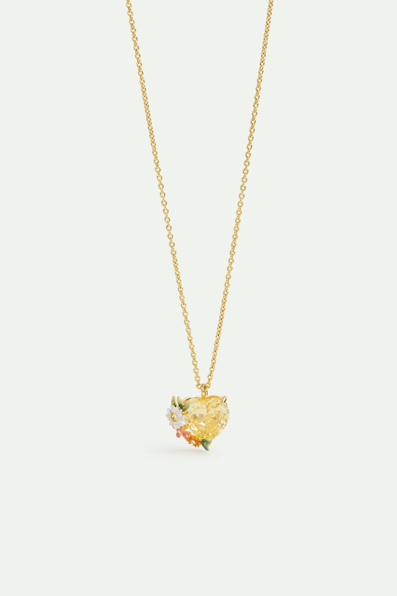 Yellow heart, zinnias an daisies pendant necklace | AVJC3051 - Les Nereides