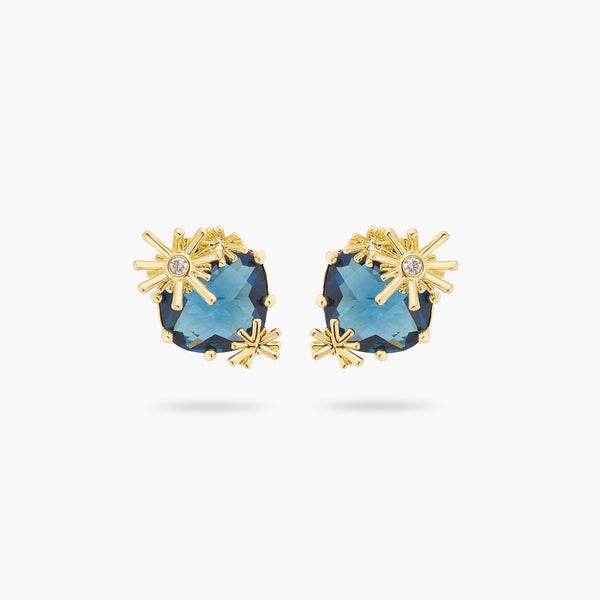 Gold Stars And Square Stone Earrings | ATET1011