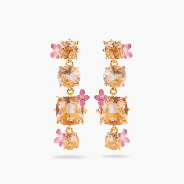 Apricot Pink Diamantine 4  Stone Earrings | ATLD1202