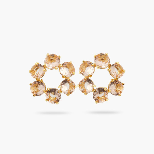 Apricot Pink Diamantine 6 Round Stone Earrings | ATLD1421