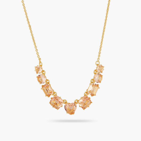 Apricot Pink Diamantine 9 Stone Fine Necklace | ATLD3181