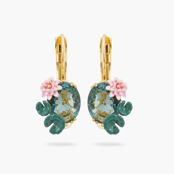 Lotus Flower And Blue Stone Earrings | ATNY1091