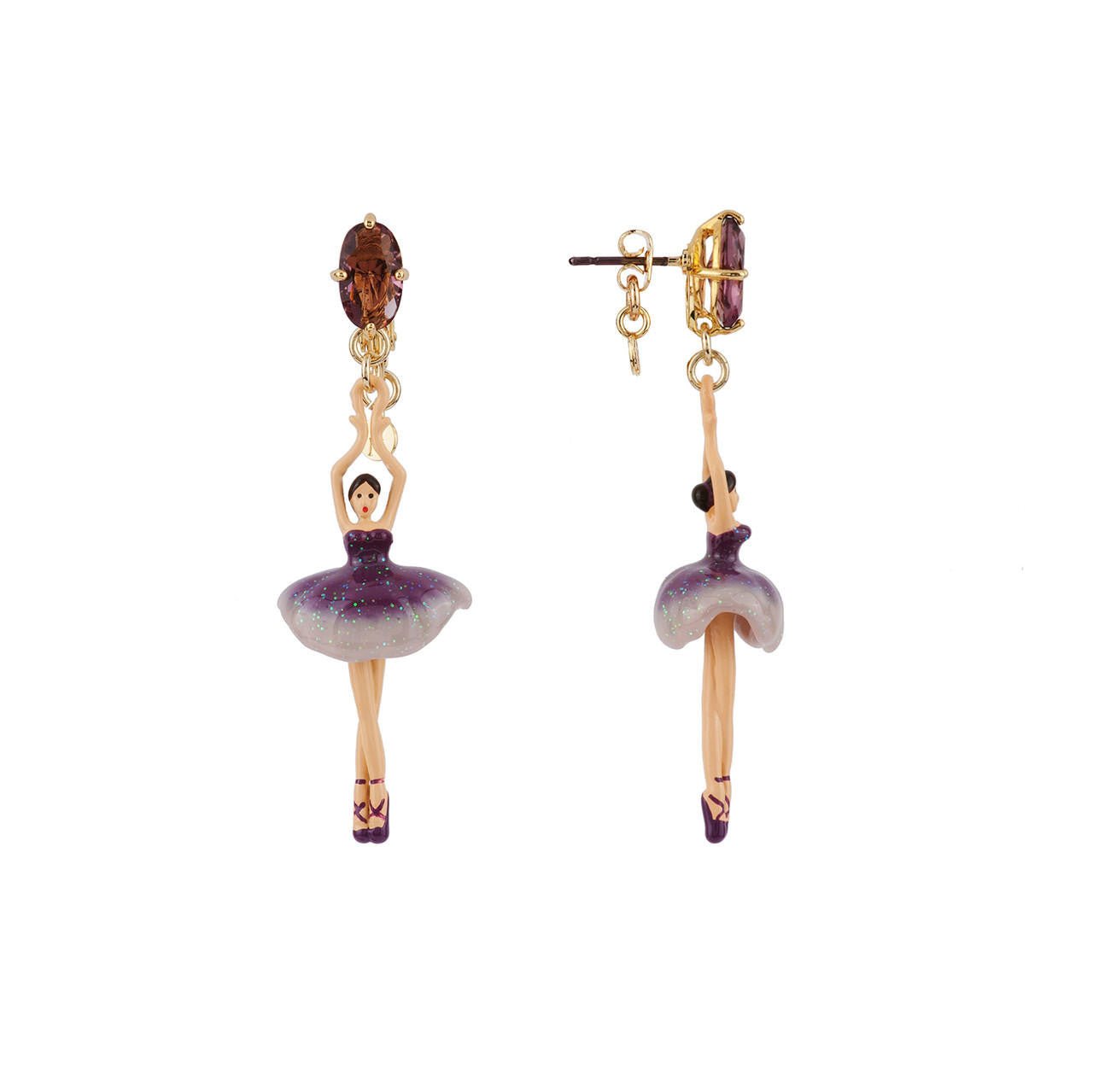 Acdd115C/4 | CLIP ON Earrings PAS DE DEUX AURORE PURPLE - Les Nereides