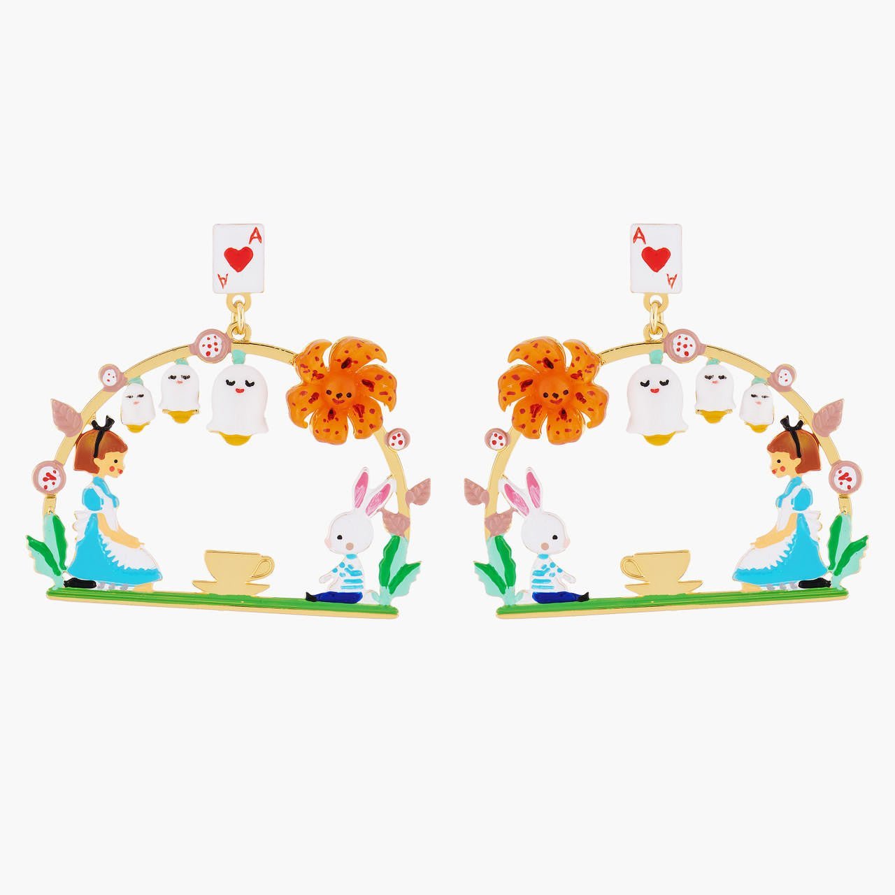 Alice And White Rabbit Teatime Earrings | AMAL1021 - Les Nereides