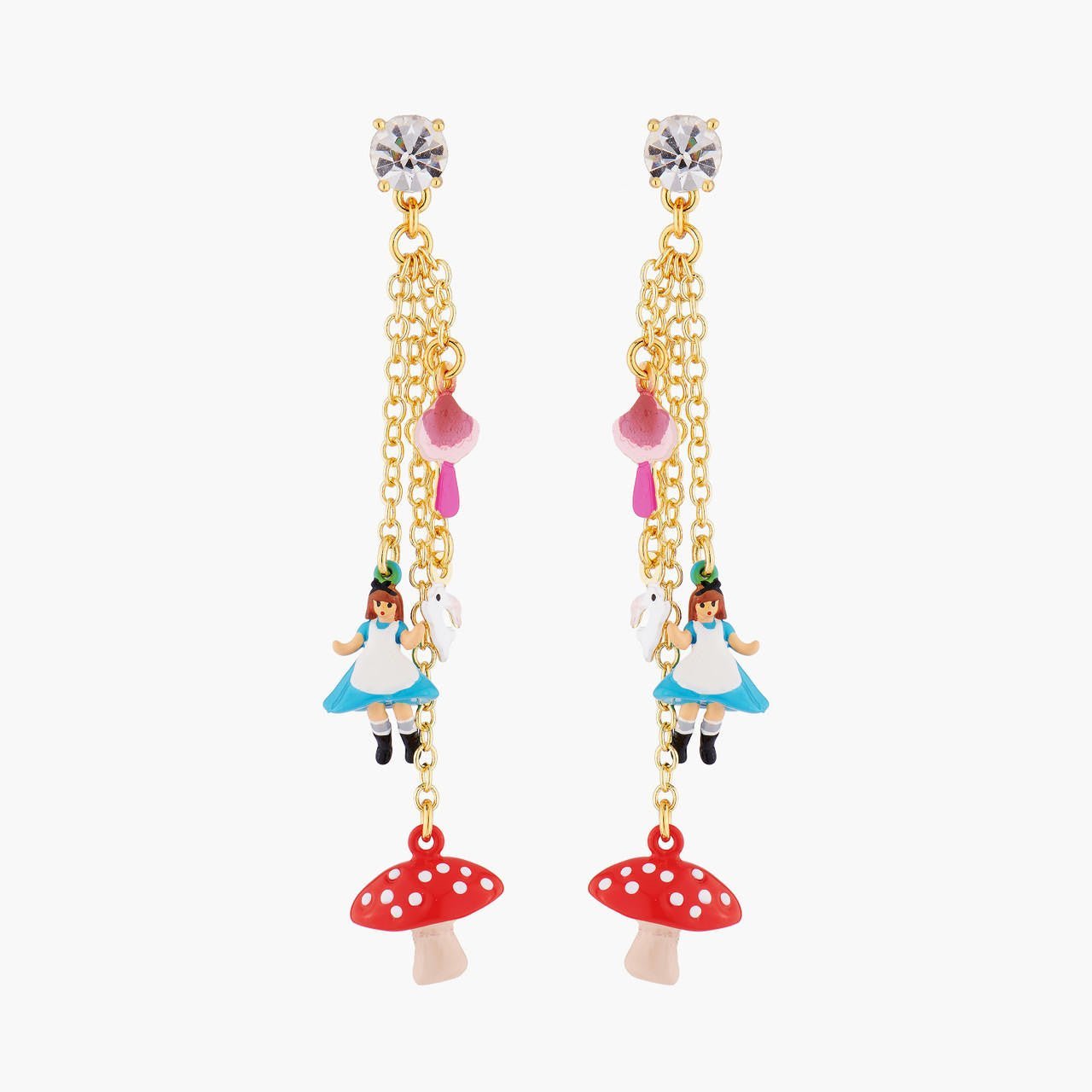 Alice, White Rabbit And Mushroom Earrings Les Nereides