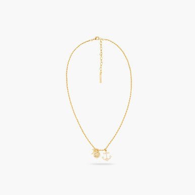 Anchor And Twisted Chain Pendant Necklace | AQMP3021 - Les Nereides