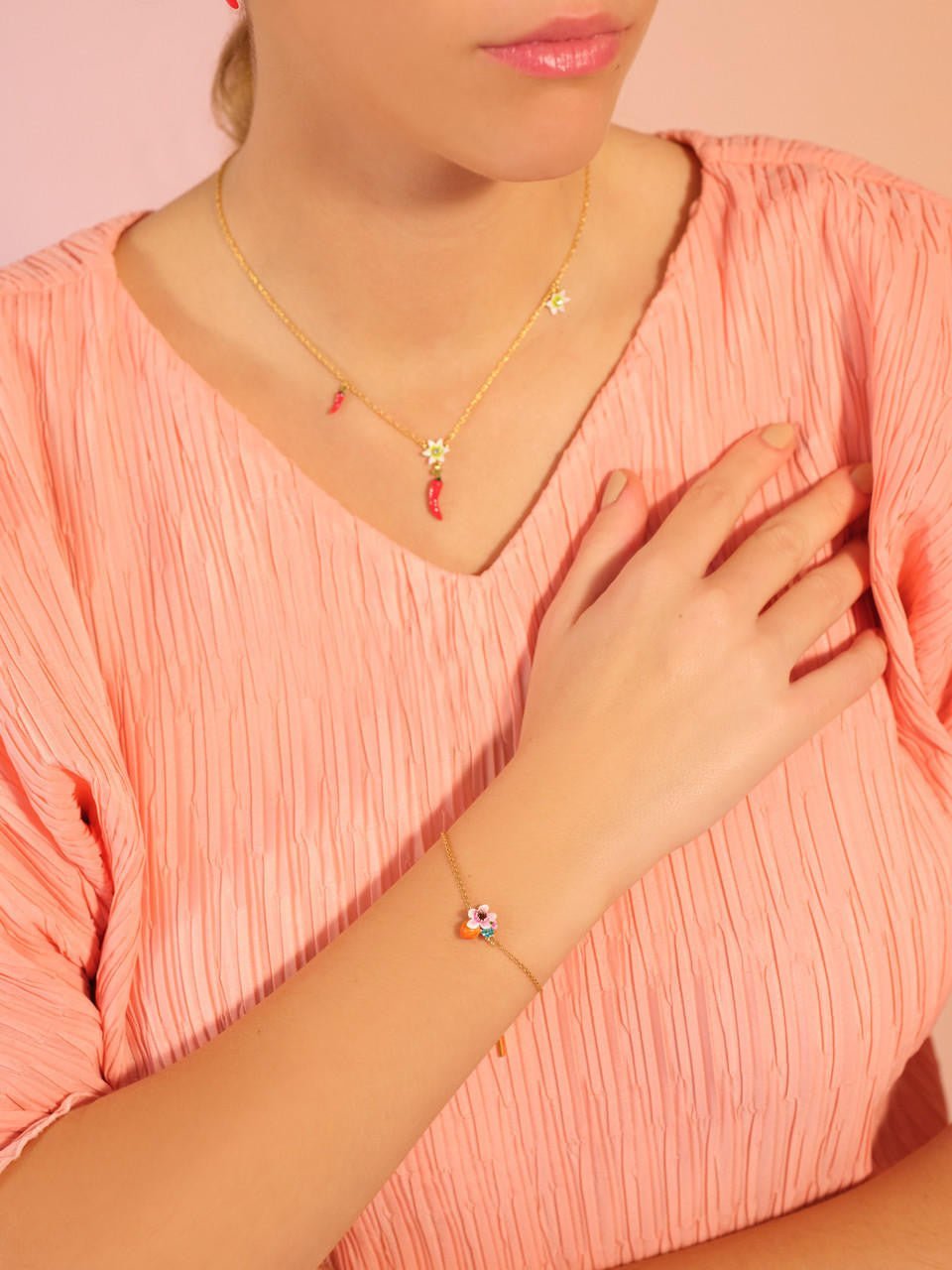 Apricot And Flower Fine Bracelet | APVE2031 - Les Nereides