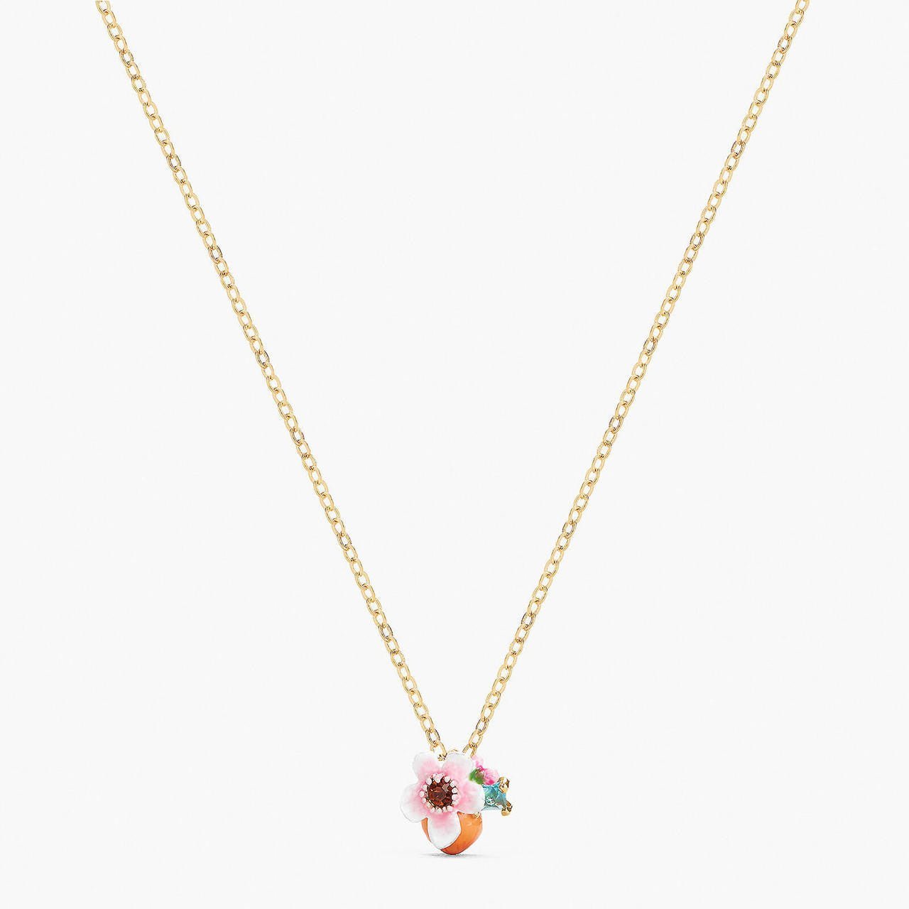 Apricot And Flower Pendant Necklace | APVE3031 - Les Nereides
