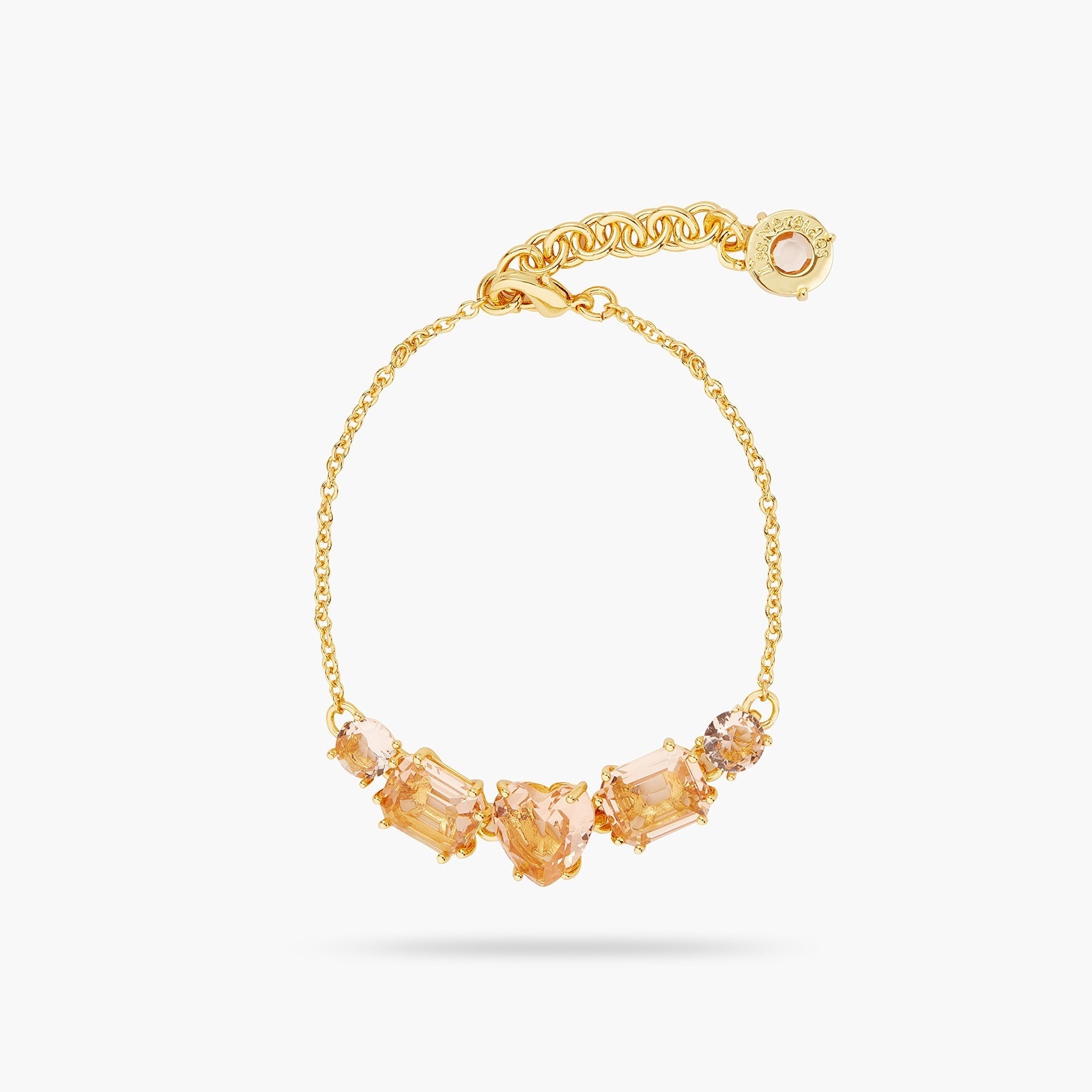 Apricot Pink Diamantine 5 Stone Fine Bracelet | ATLD2141 - Les Nereides