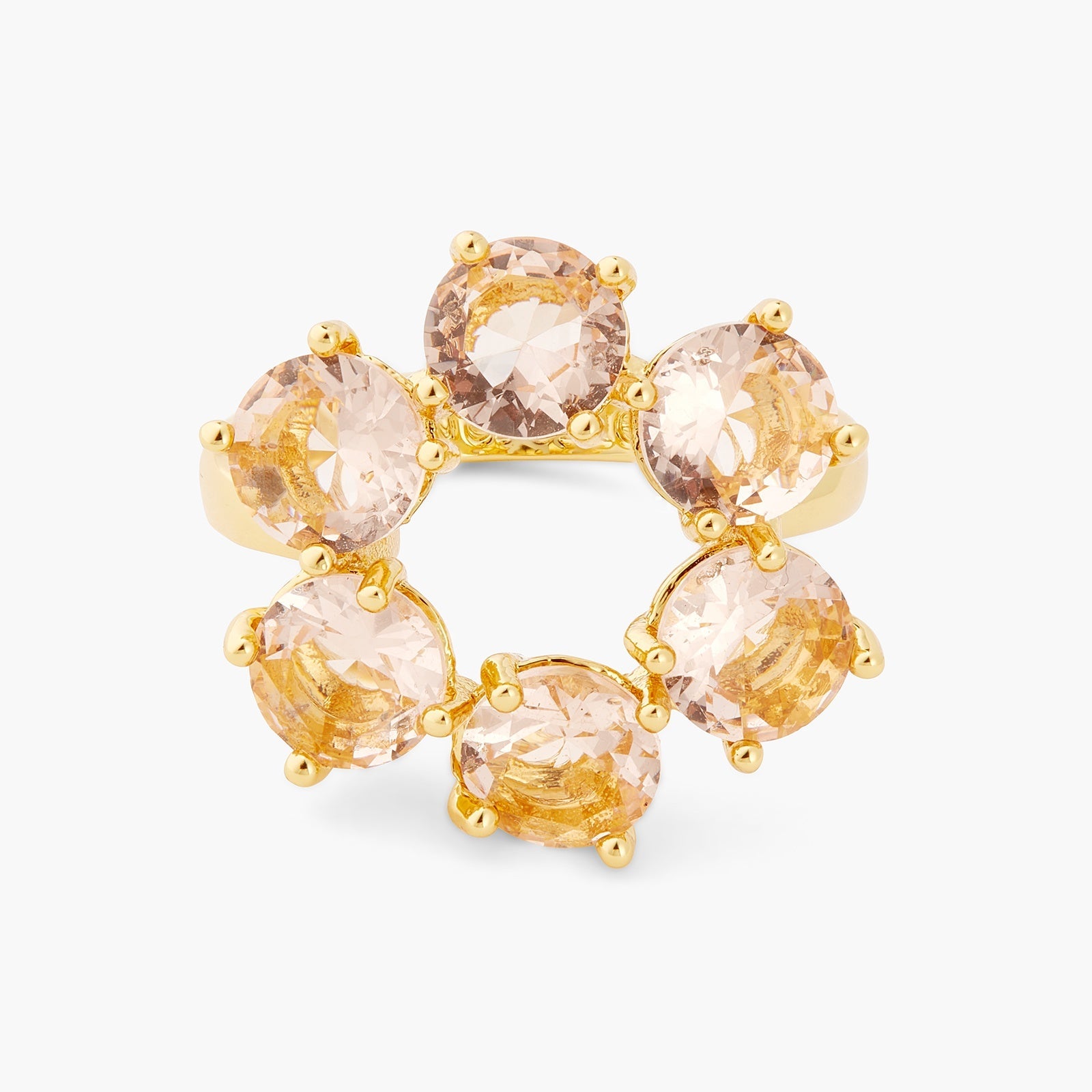 Apricot Pink Diamantine 6 Stone Fine Ring | ATLD6191 - Les Nereides