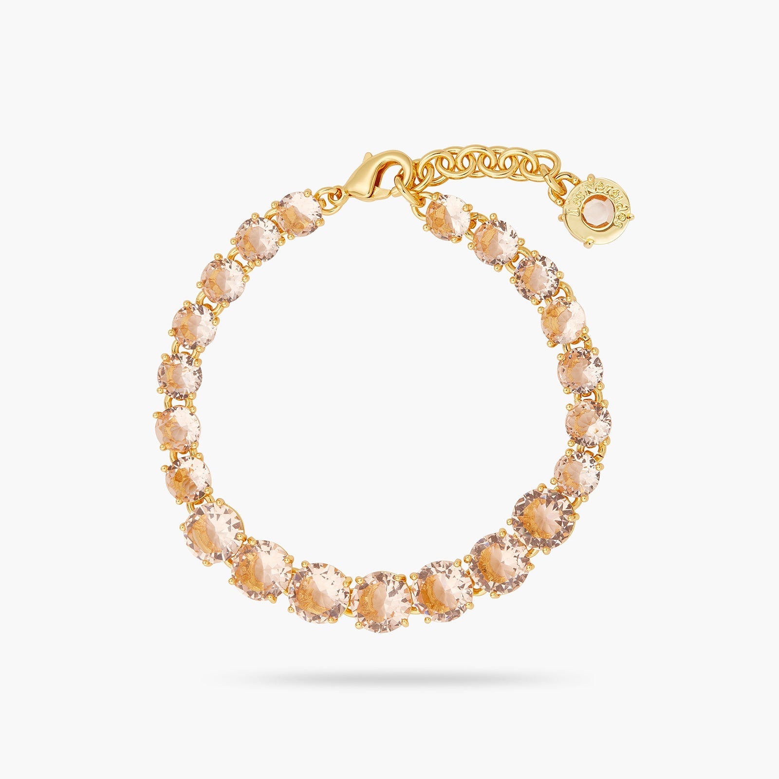 Apricot Pink Diamantine Single Row Fine Bracelet | ATLD2521 - Les Nereides