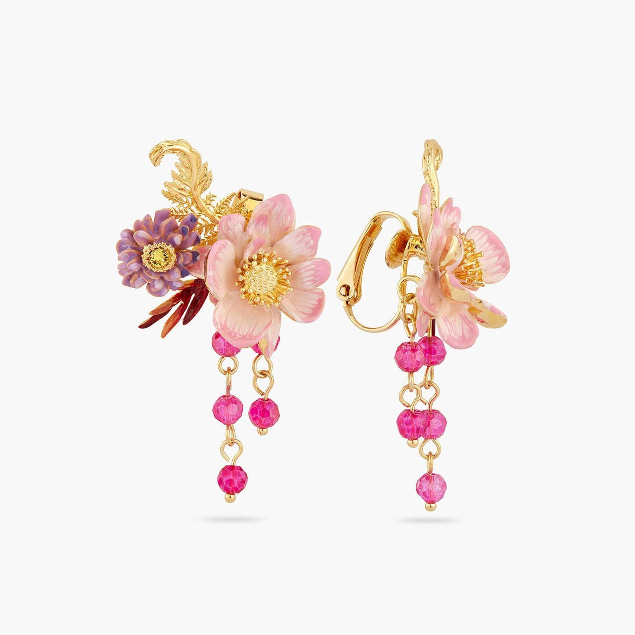 Aster And Lotus Flower Earrings | AQBI1011 - Les Nereides