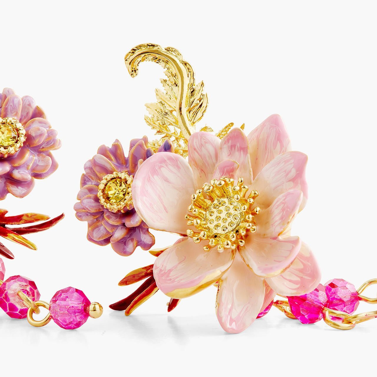 Aster And Lotus Flower Earrings | AQBI1011 - Les Nereides