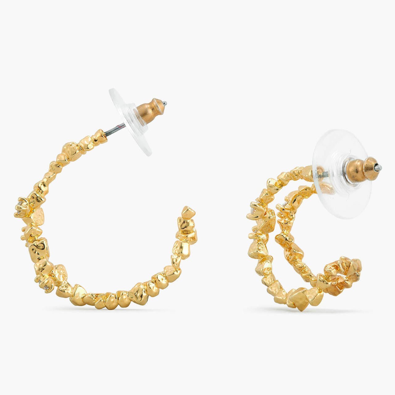 Asymmetrical Gold Rock Hoop - Earrings | APTM1051 - Les Nereides