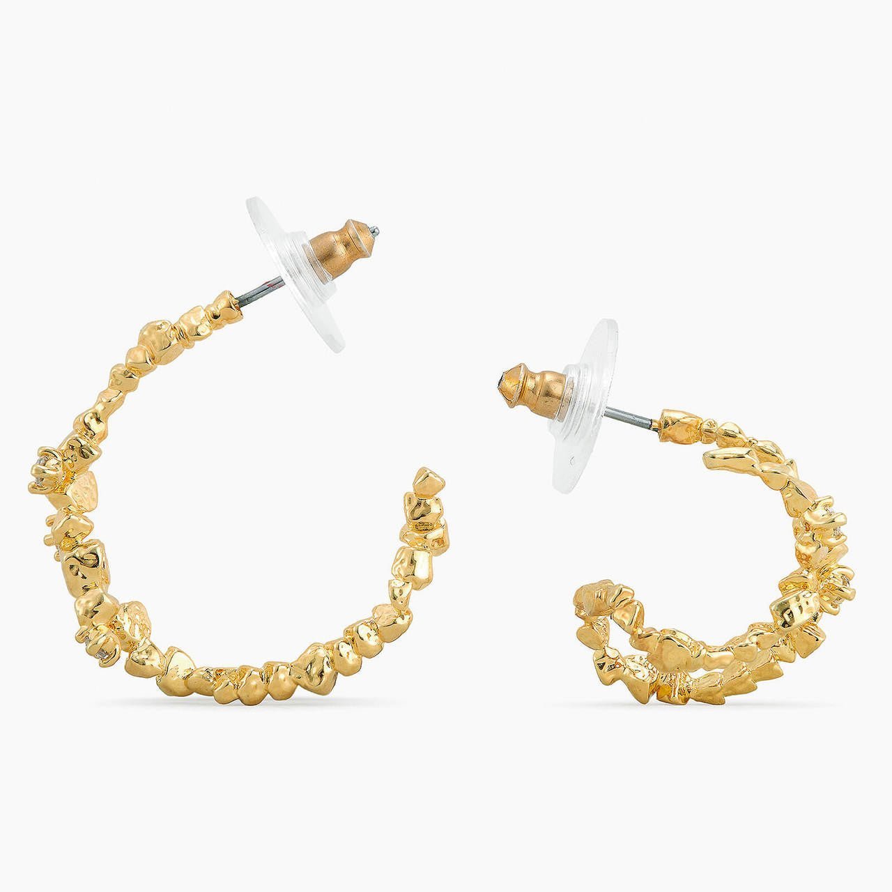 Asymmetrical Gold Rock Hoop - Earrings | APTM1051 - Les Nereides