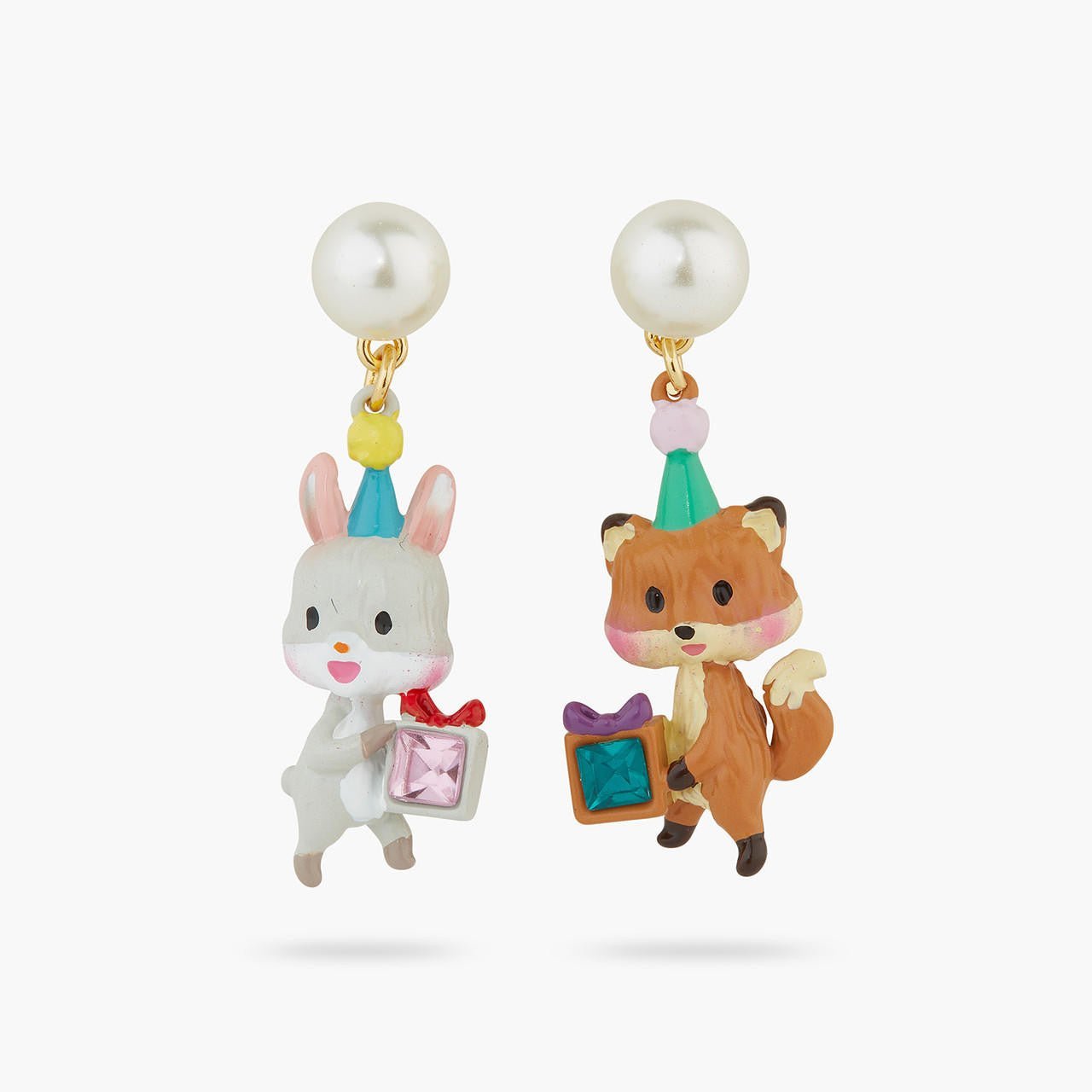 Asymmetrical Rabbit and Fox earrings | AQPP1081 - Les Nereides
