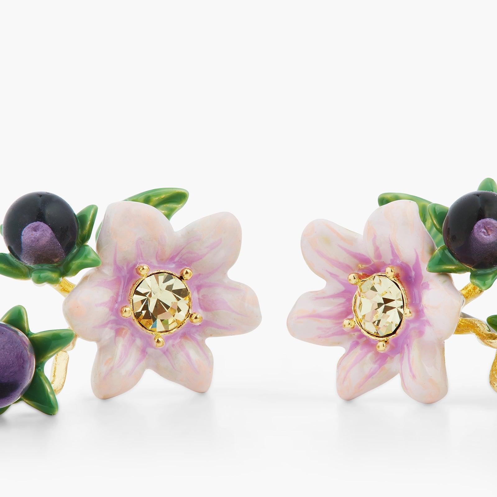 Aubergine And Flower Dangling Earrings | ASPO1031 - Les Nereides