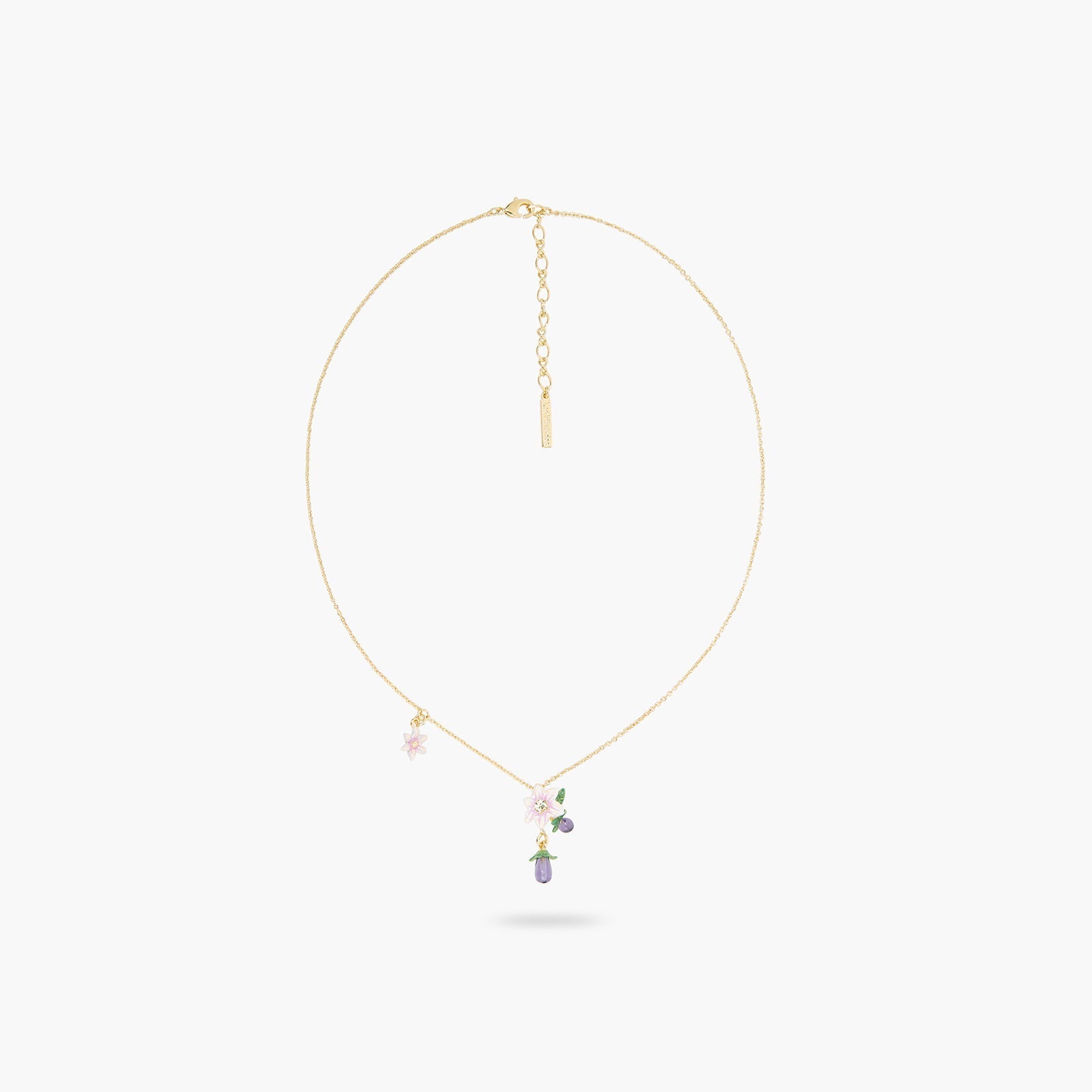 Aubergine And Flower Pendant Necklace | ASPO3041 - Les Nereides