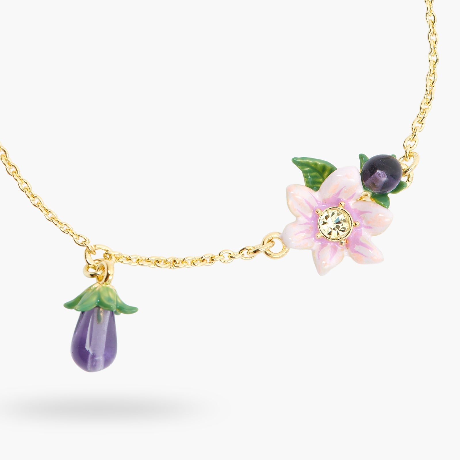 Aubergine Pink Flower Fine Bracelet | ASPO2031 - Les Nereides