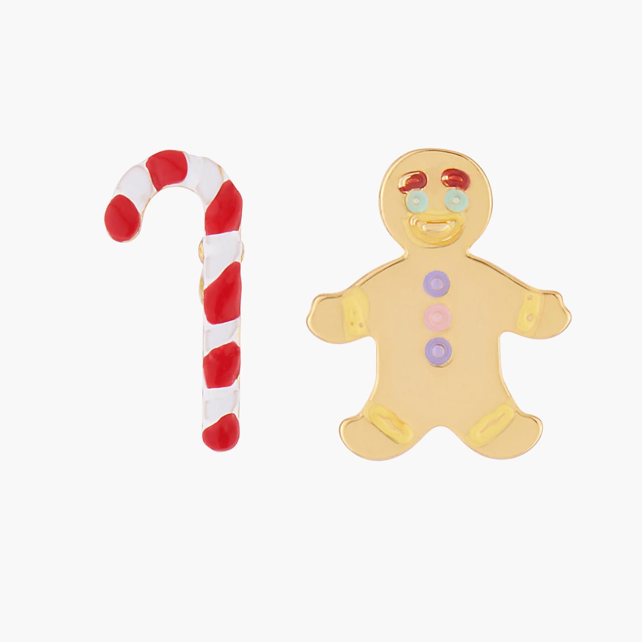 Barley Sugar And Gingerbread Man Asymmetrical Earrings | ALHG1021 - Les Nereides