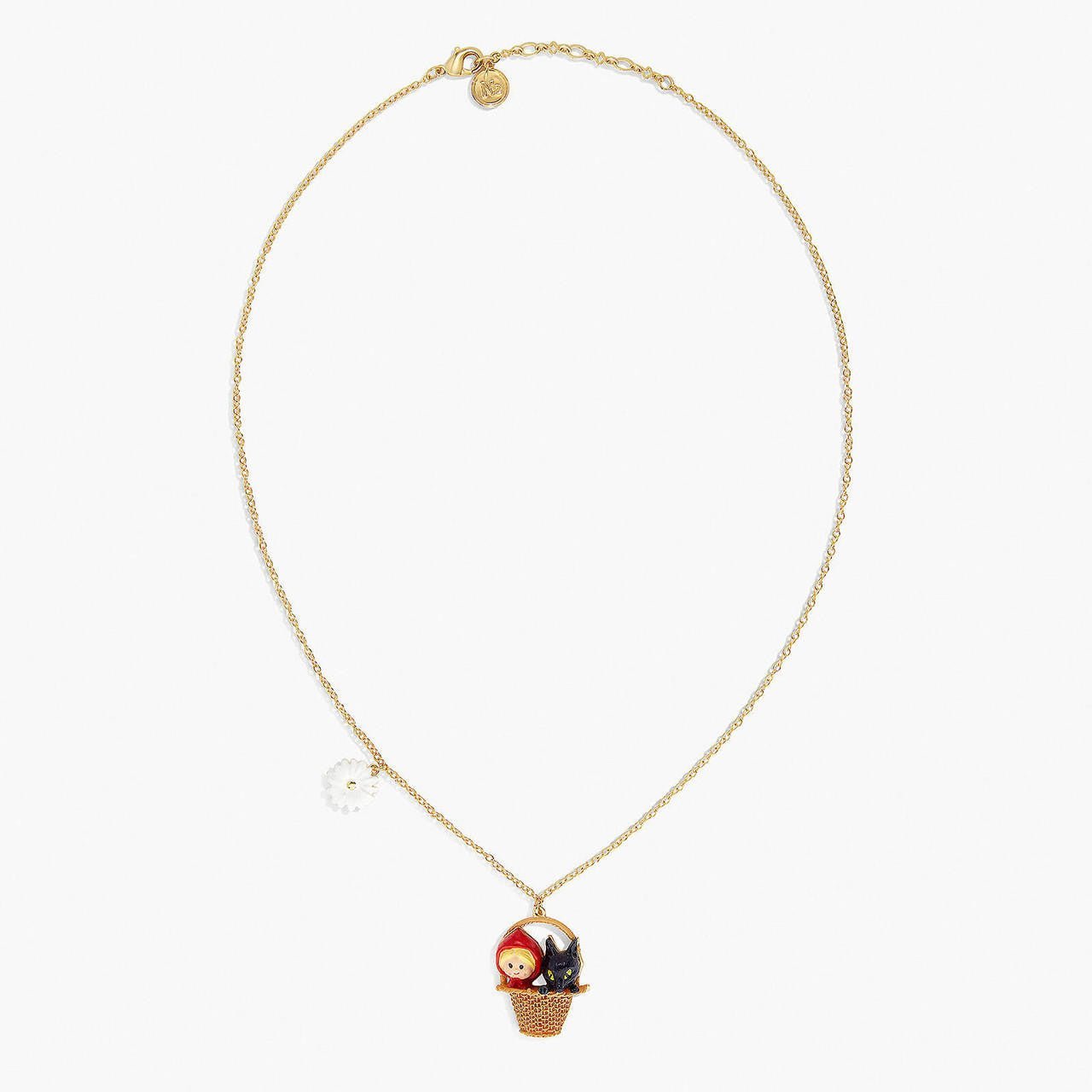 Basket, Little Red Riding Hood And Big Bad Wolf Pendant Necklace | APBB3061 - Les Nereides