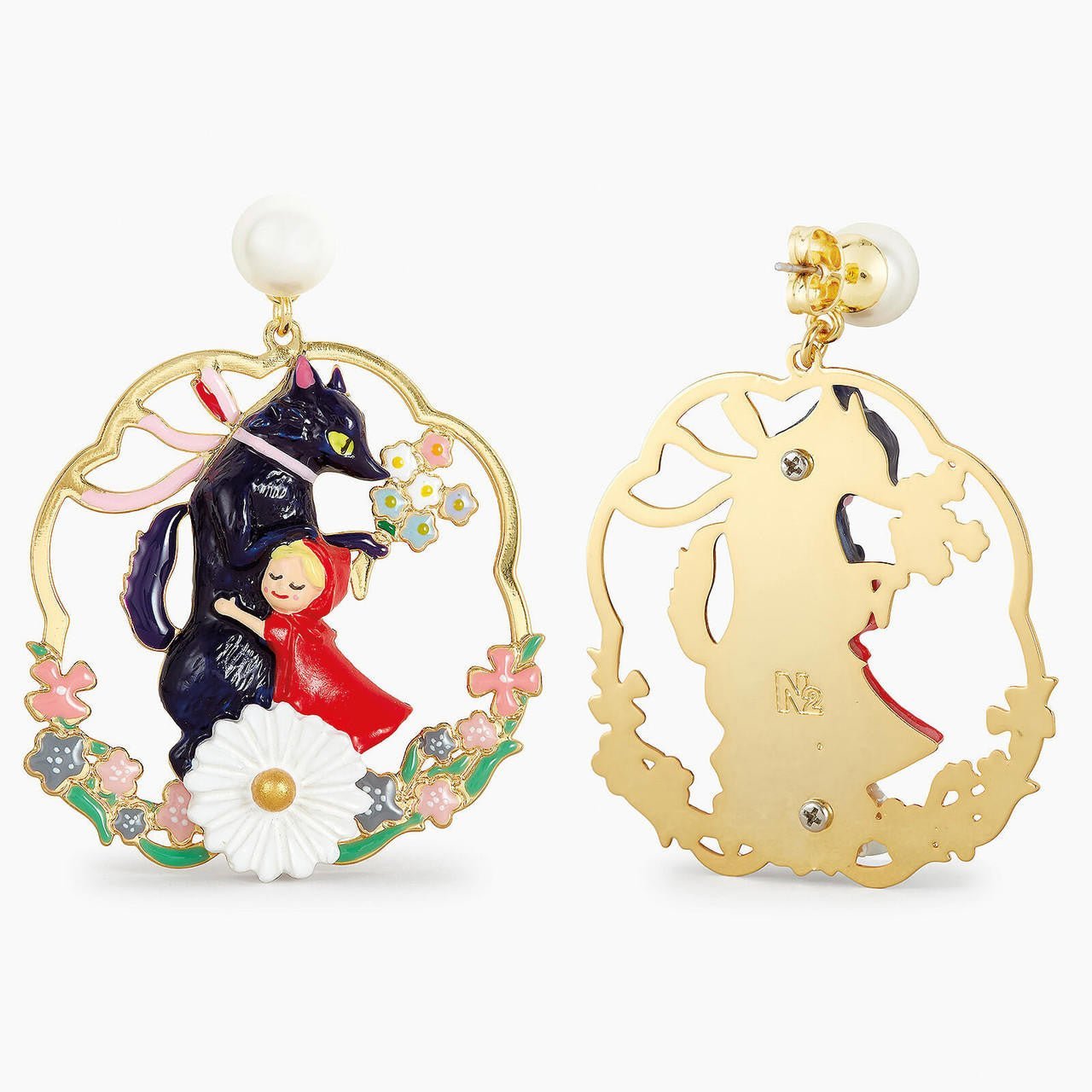 Big Bad Wolf And Little Red Riding Hood Hoop Earrings | APBB1011 - Les Nereides