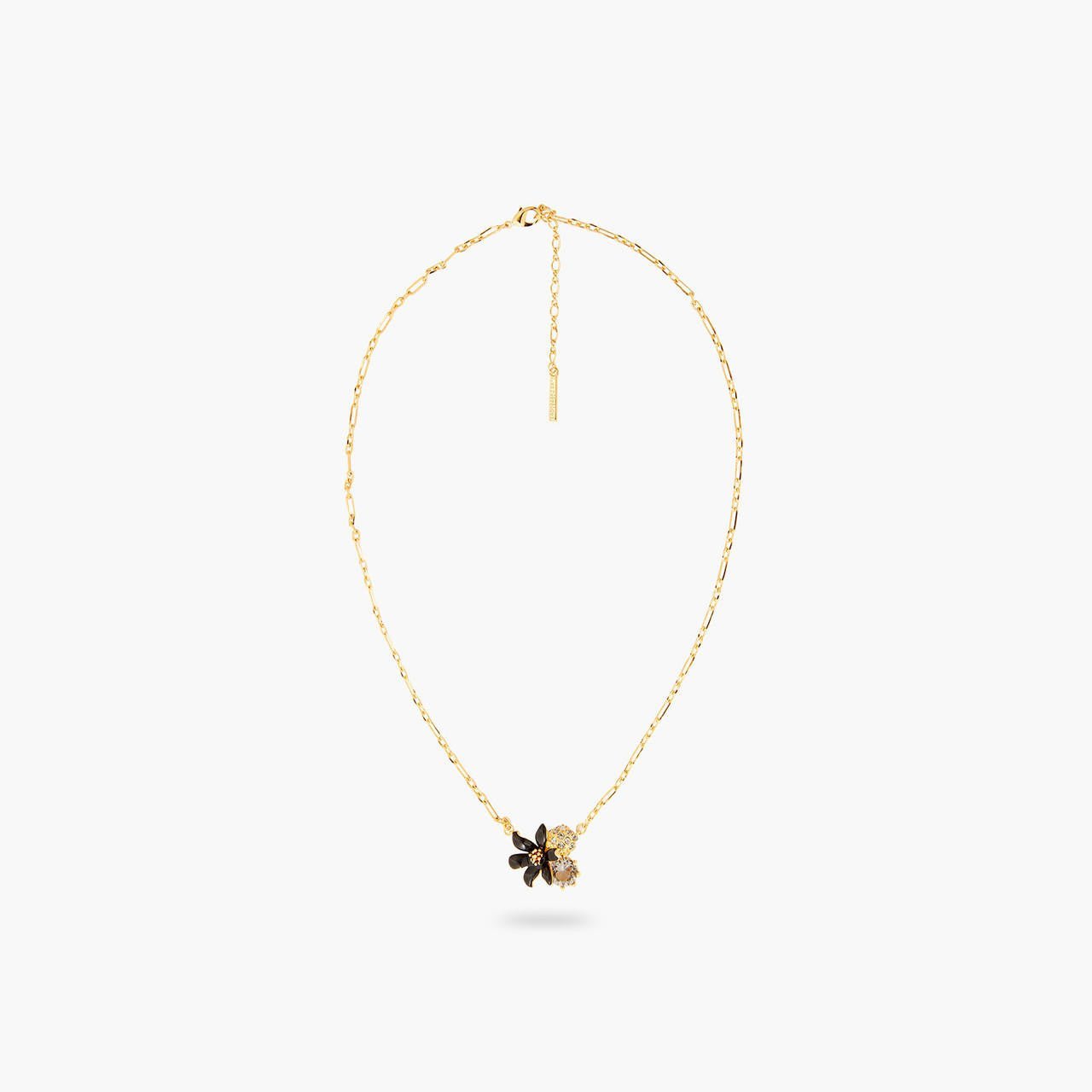 Black lily pendant necklace | AQFN3021 - Les Nereides