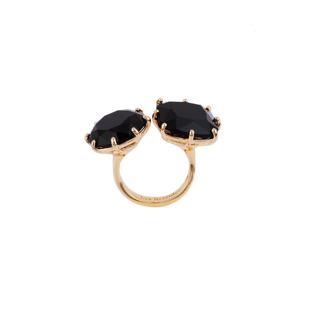 Black Round And Square Stones La Diamantine You And I Rings | ACLD611/21 - Les Nereides
