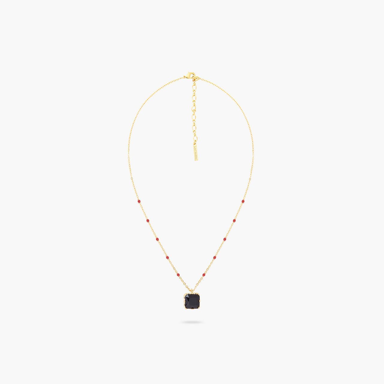 Black Square Stone Pendant Necklace | ARCL3011 - Les Nereides