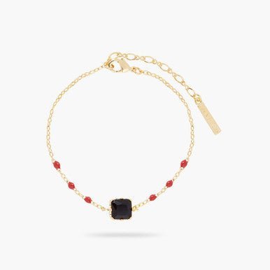Black Square Stone Thin Bracelet | ARCL2011 - Les Nereides