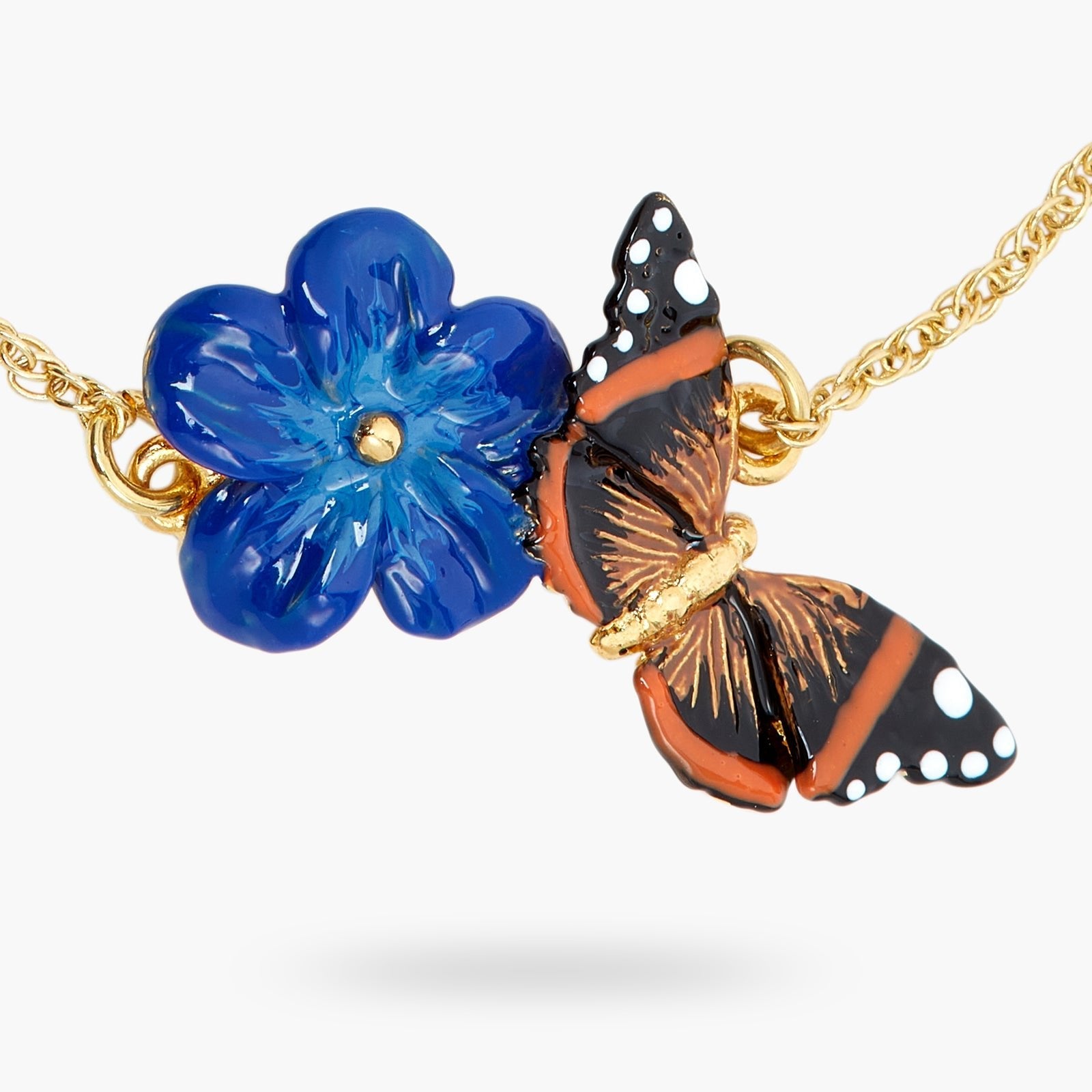 Blue Flax Flower And Butterfly Fine Bracelet | ASTM2021 - Les Nereides