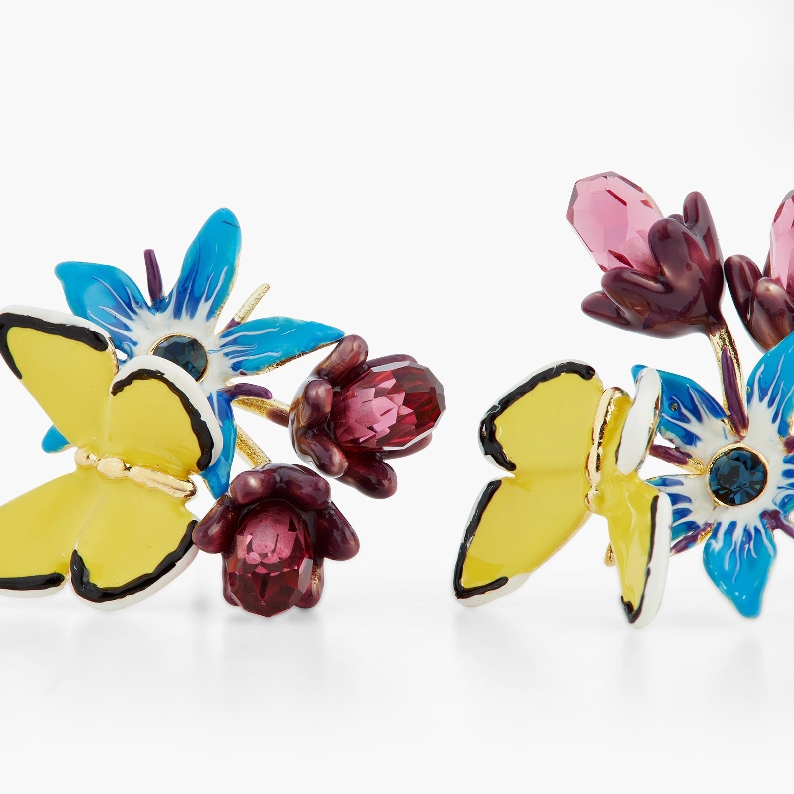 Blue Flower And Yellow Butterfly Earrings | ASPO1021 - Les Nereides