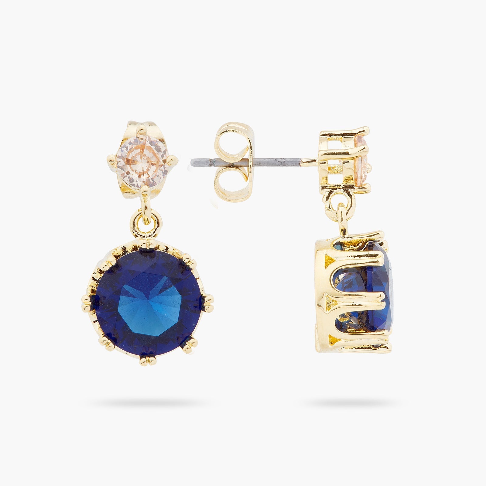 Blue Round Stone Earrings | ARCL1041 - Les Nereides