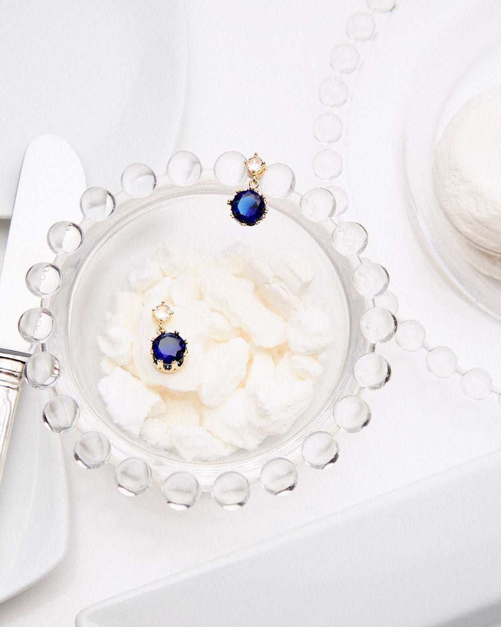 Blue Round Stone Earrings | ARCL1041 - Les Nereides