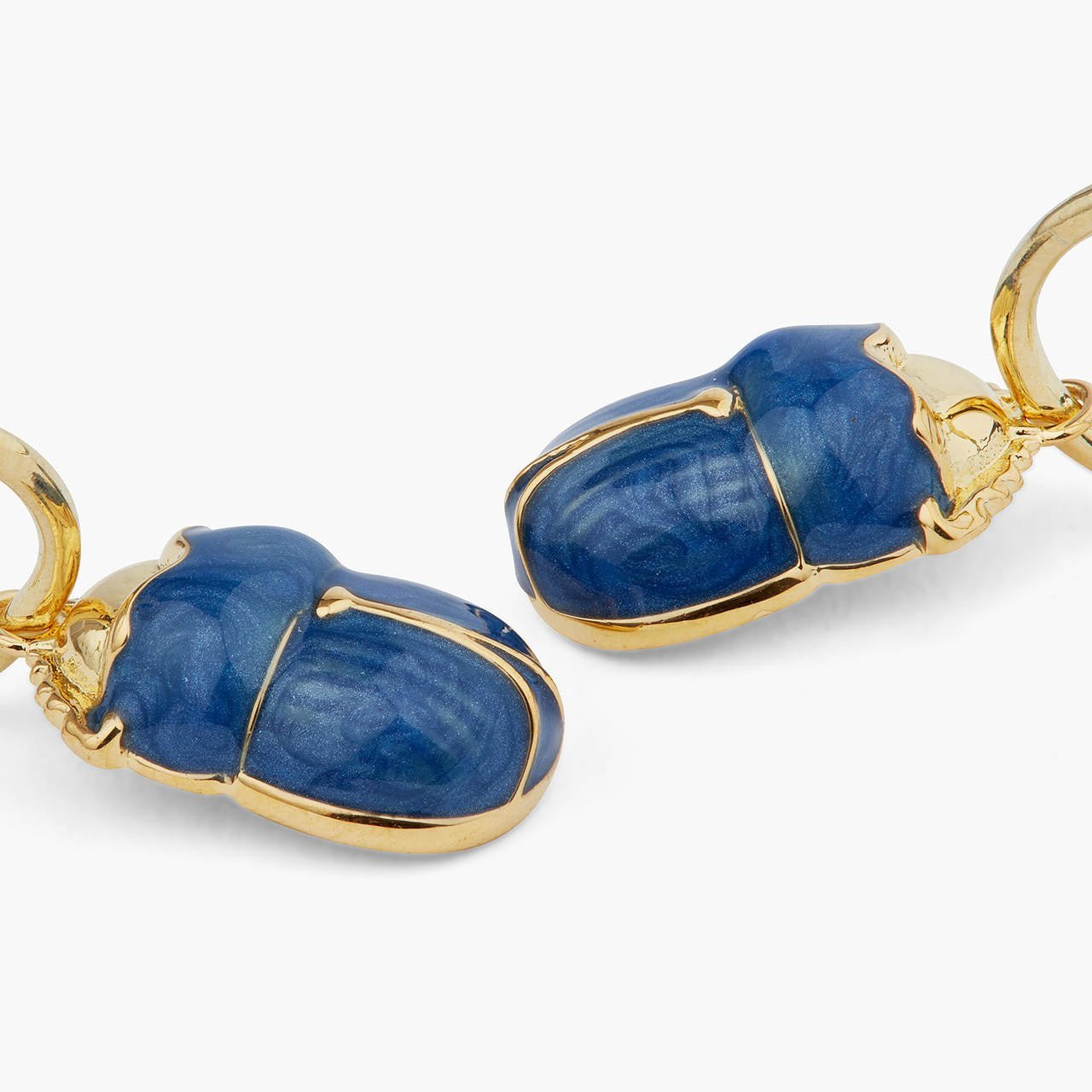 Blue Scarab Beetle Hoop Earrings | ARAM1021 - Les Nereides