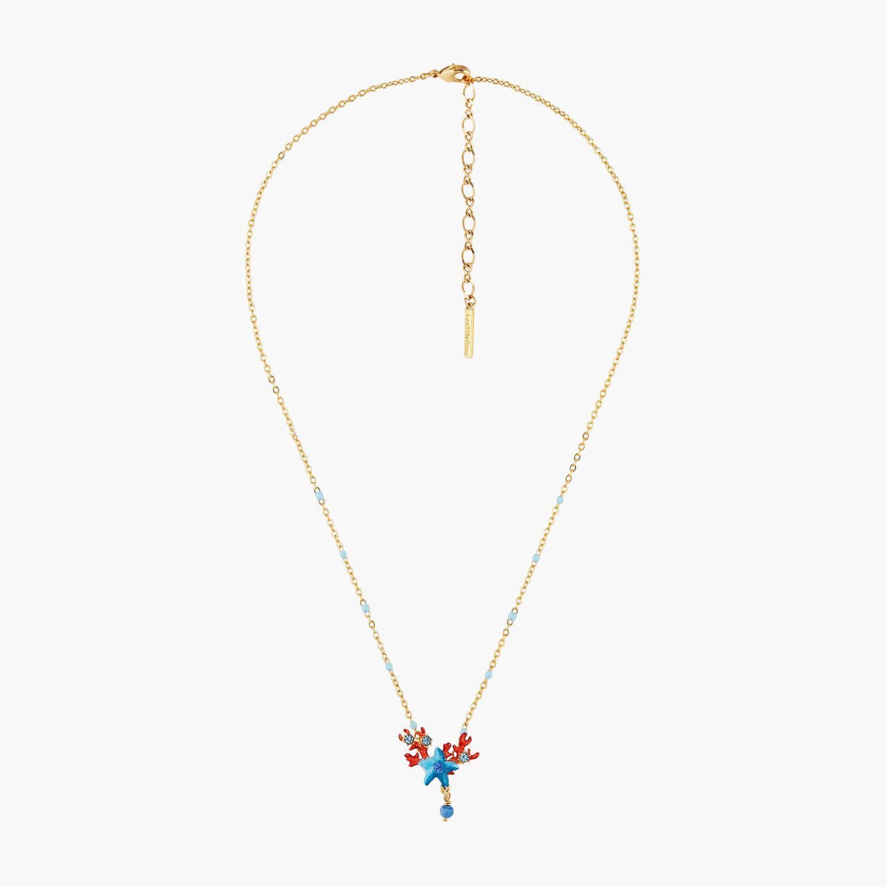 Blue Starfish And Red Coral Pendant Necklace | AOGL3031 - Les Nereides