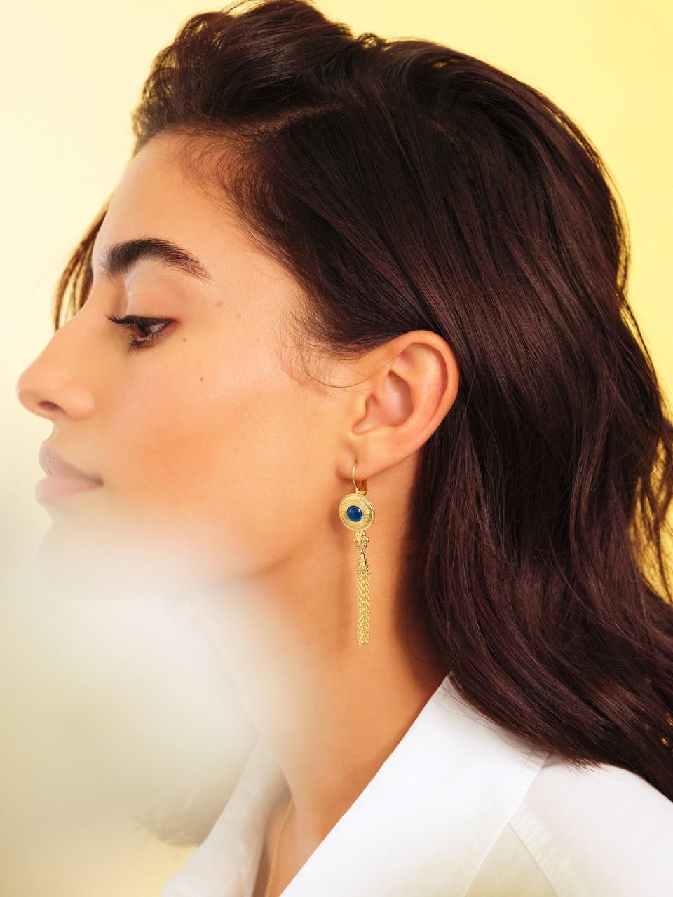 Blue Stone Sleeper Earrings | APJS1021 - Les Nereides