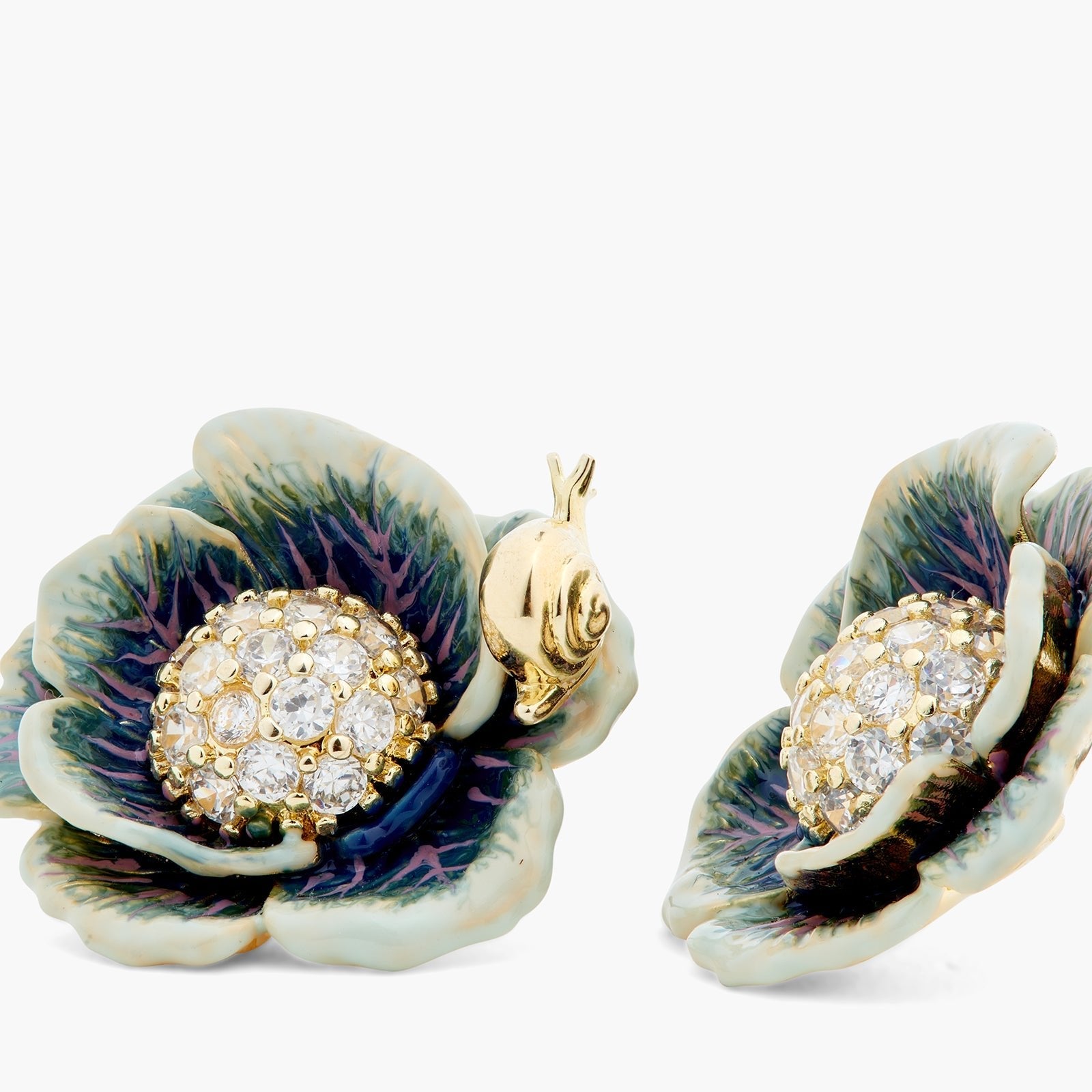 Cabbage Studded With White Crystal Earrings | ASPO1061 - Les Nereides
