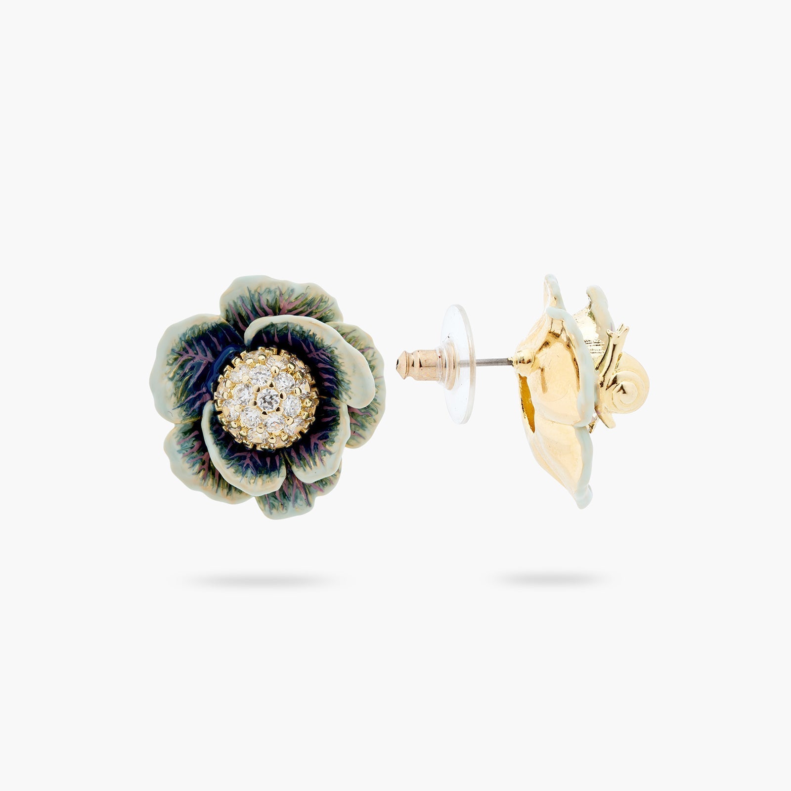 Cabbage Studded With White Crystal Earrings | ASPO1061 - Les Nereides