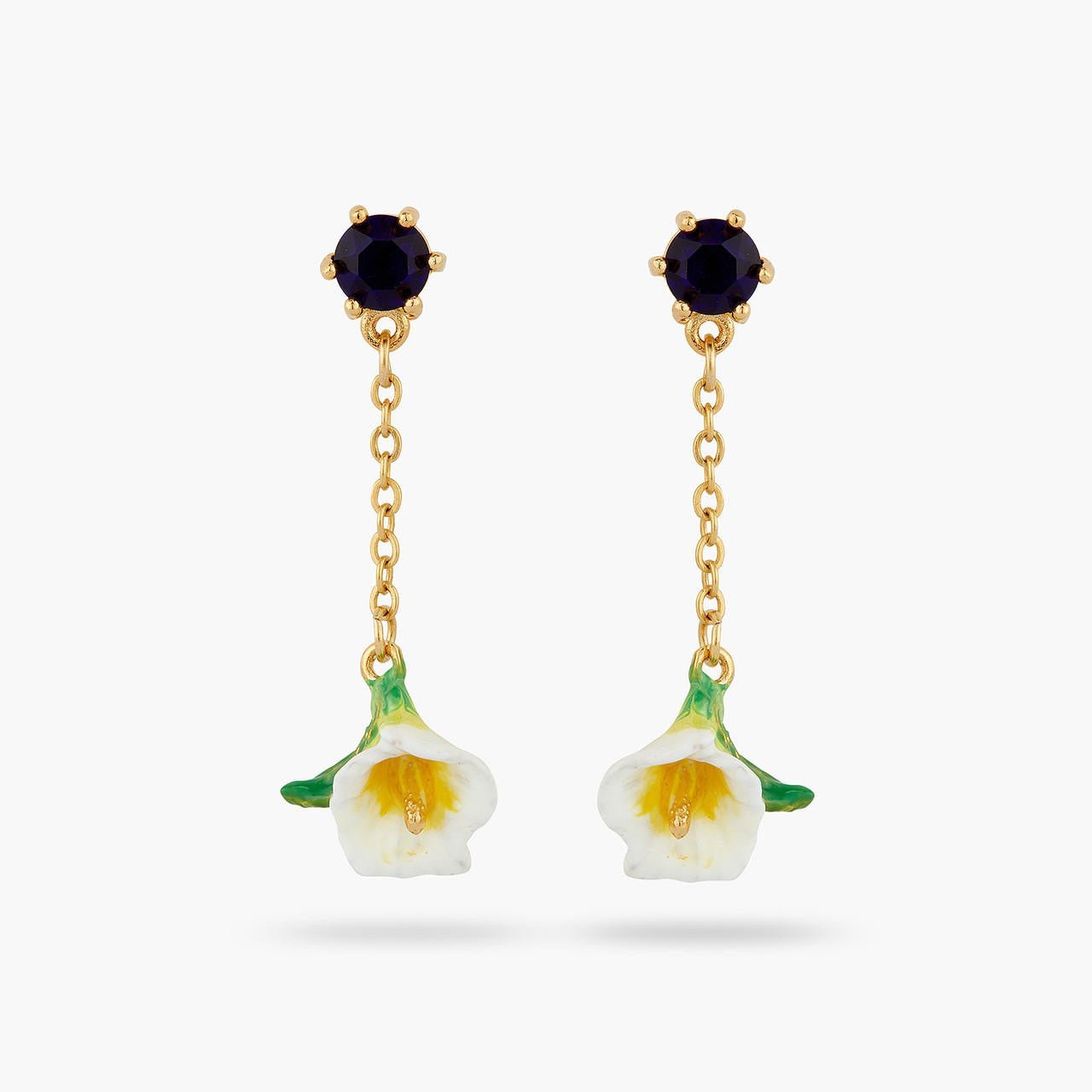Calla And Blue Stone Dangling Earrings | AQJF1051 - Les Nereides