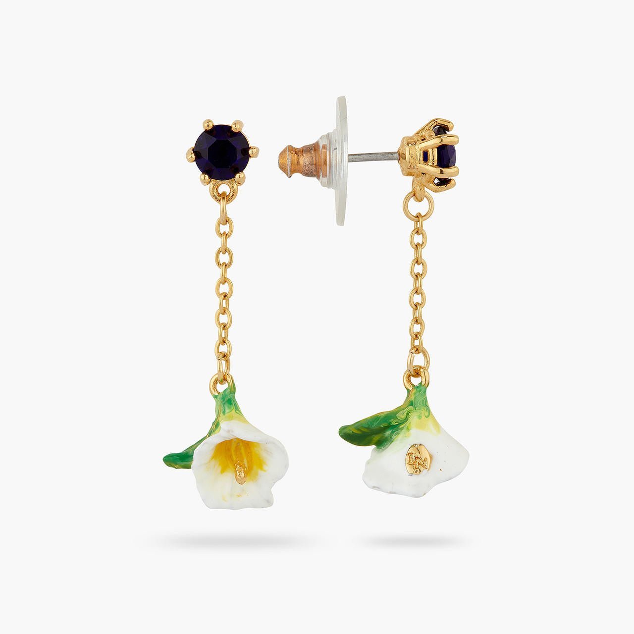 Calla And Blue Stone Dangling Earrings | AQJF1051 - Les Nereides