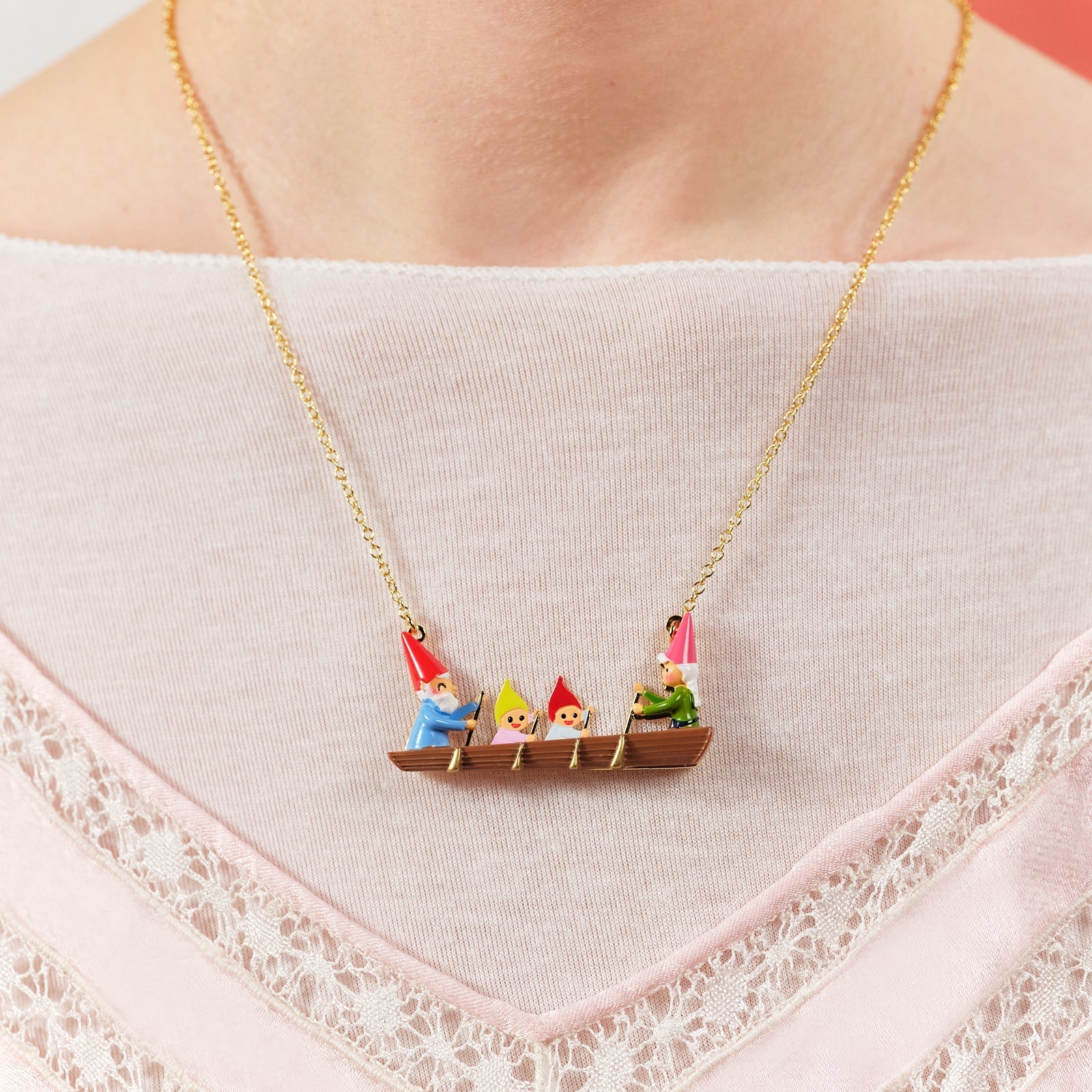 Canoeing Toadstool Family Statement Necklace | ASCP3061 - Les Nereides